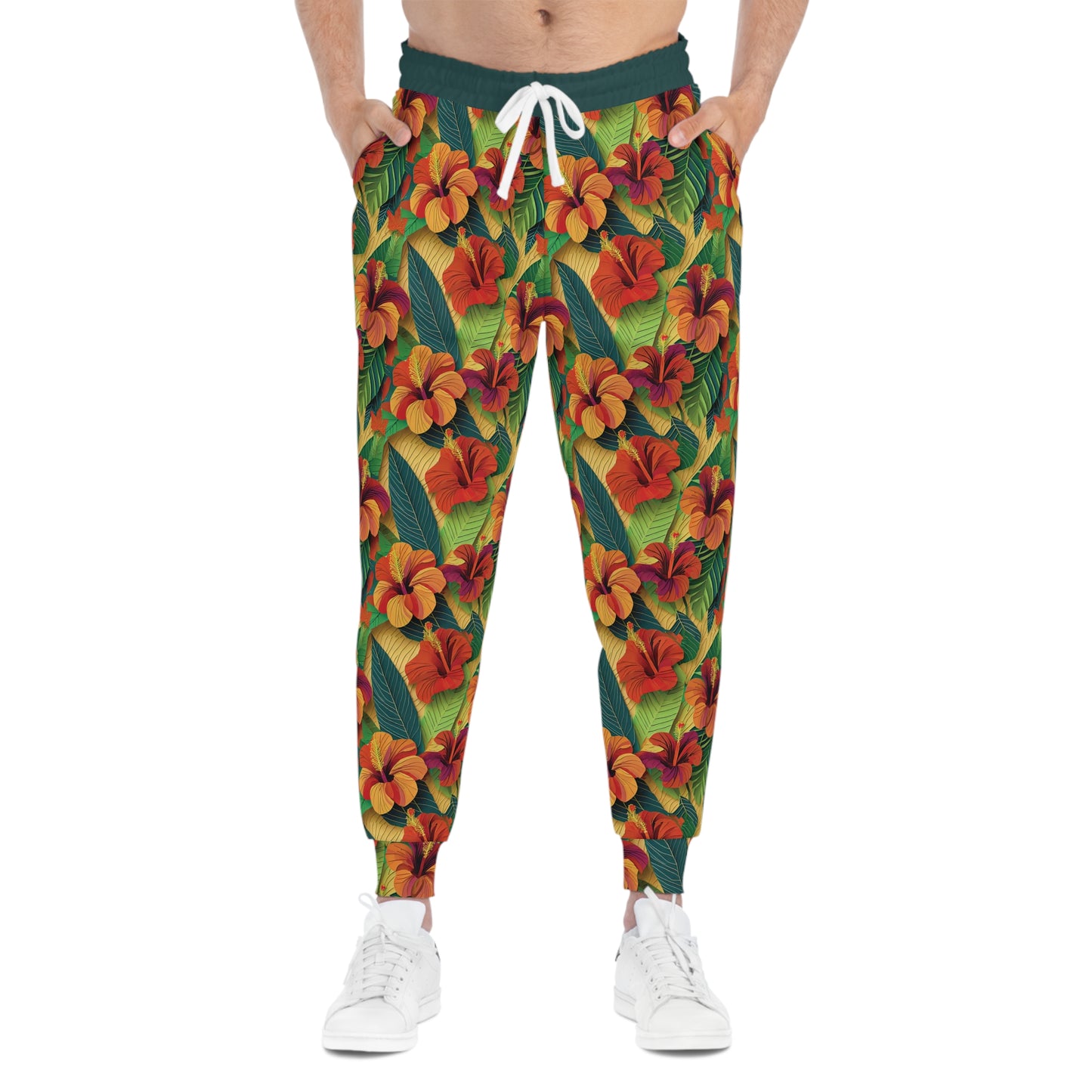 Hibiscus4 - Blue Green 12686d - Athletic Joggers (AOP)