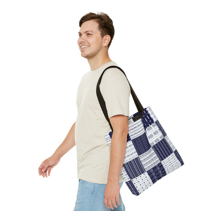 Mud Cloth Pattern - Blue White - Tote Bag