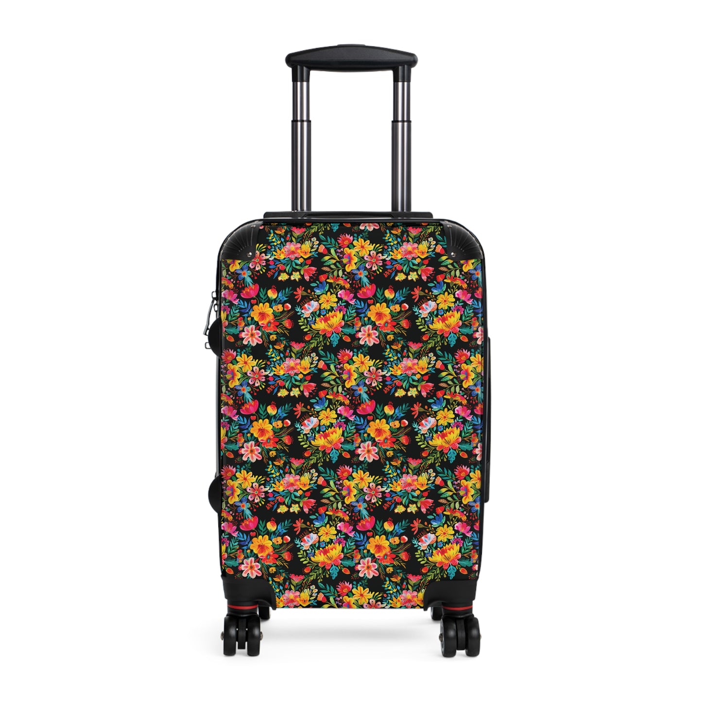 Bright Bold Watercolor Flowers - Black - Suitcases