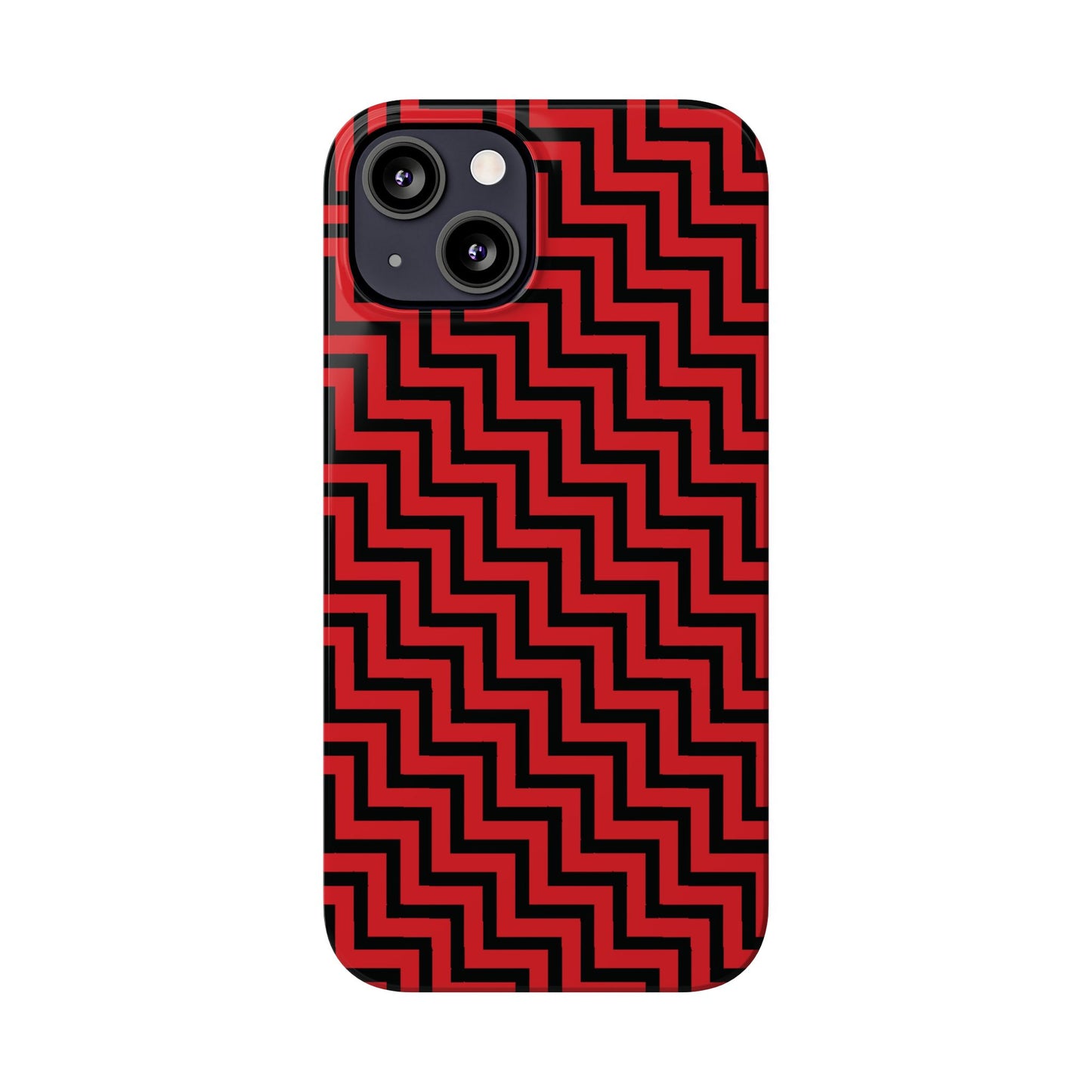 Zigs and Zags - Black - Scarlet - Slim Phone Cases