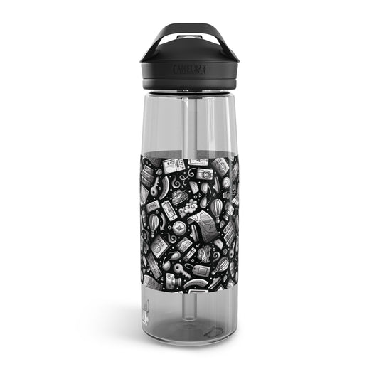 Travel Vibes - Gray on Black 000000 - CamelBak Eddy®  Water Bottle, 20oz - 25oz