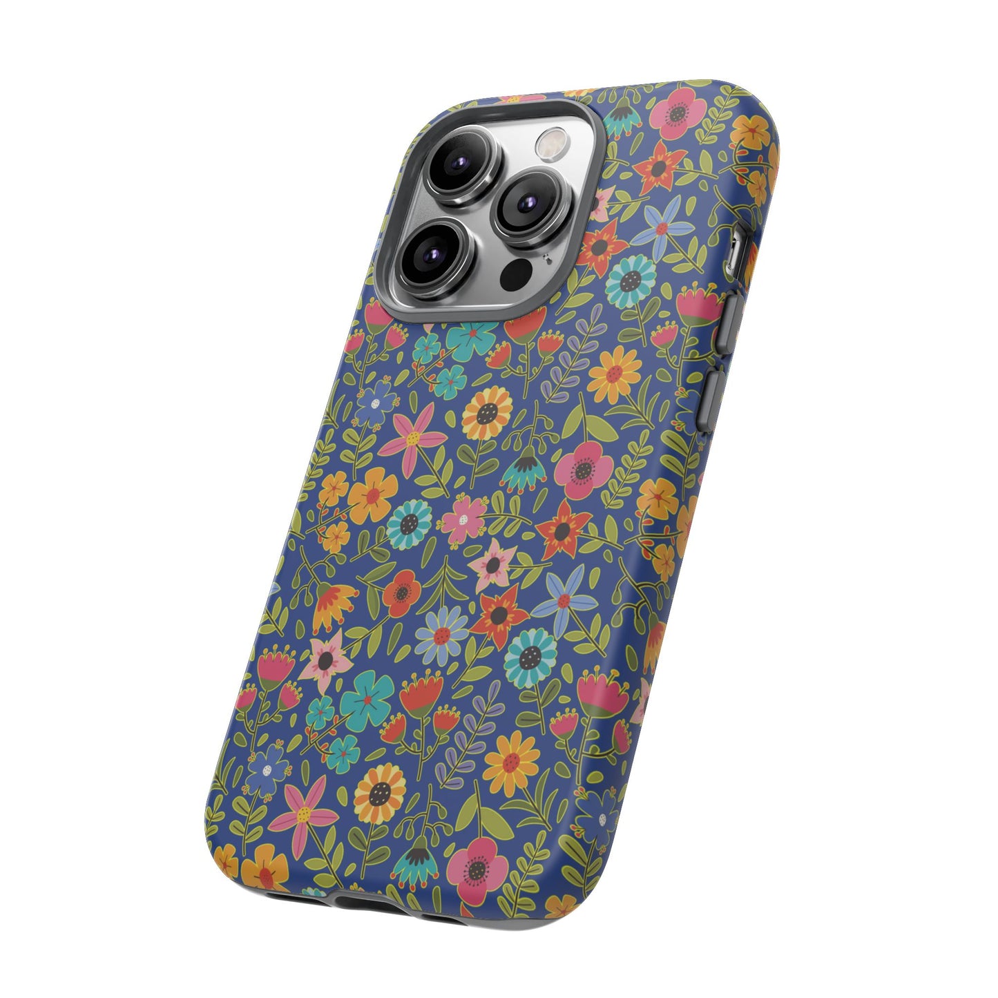 Playful Spring flowers - blue - Tough Cases