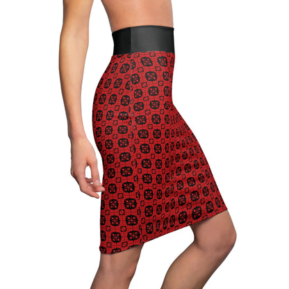 Letter Art - B - Red - Black 000000 - Women's Pencil Skirt (AOP)