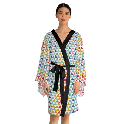 Colorful Triangles - Long Sleeve Kimono Robe (AOP)