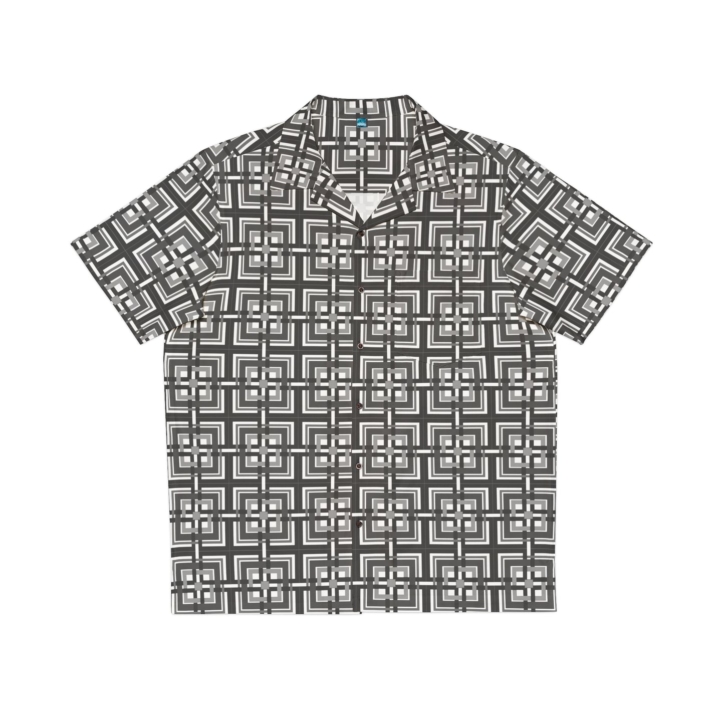 Intersecting Squares - Black Gray - White ffffff - Men's Hawaiian Shirt