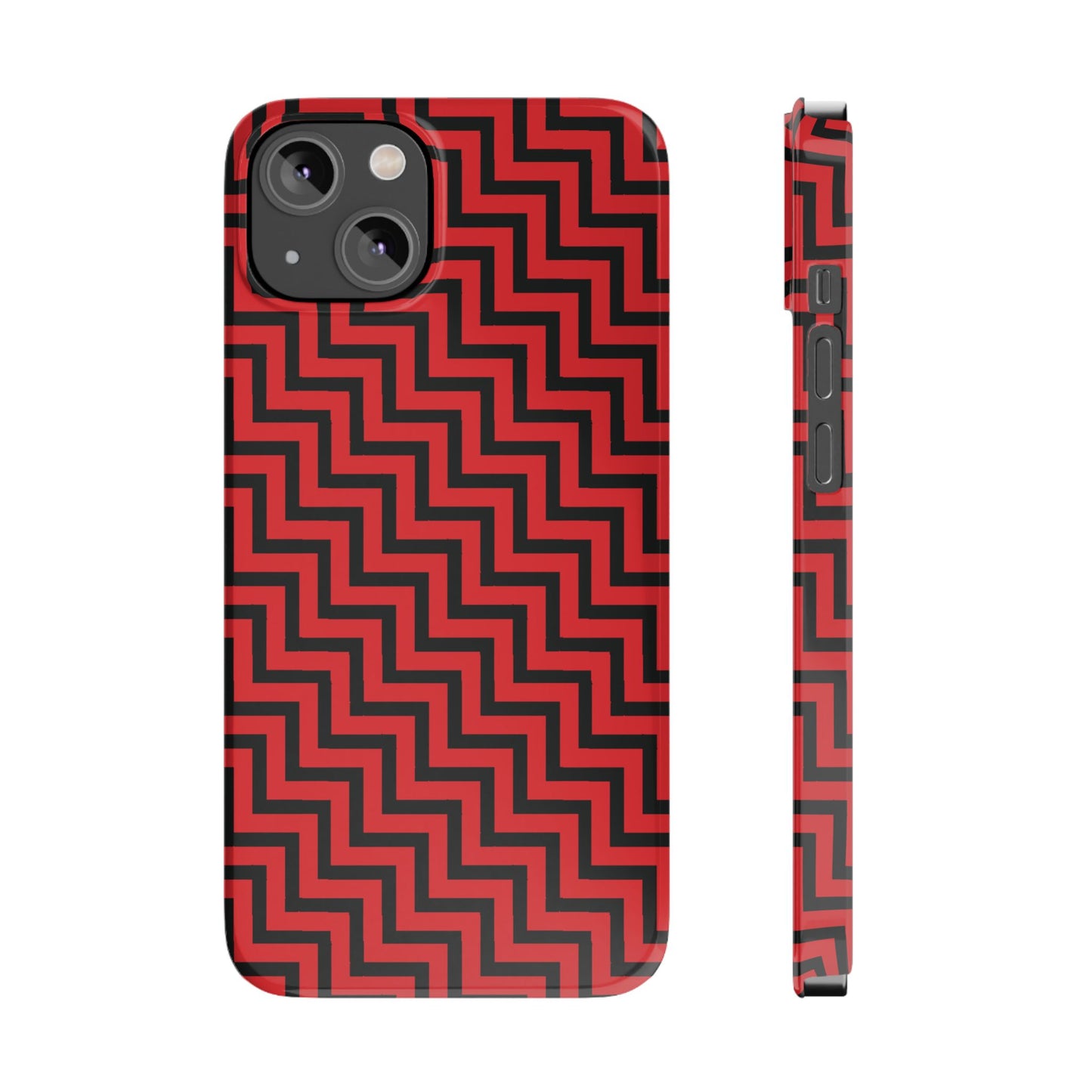 Zigs and Zags - Black - Scarlet - Slim Phone Cases