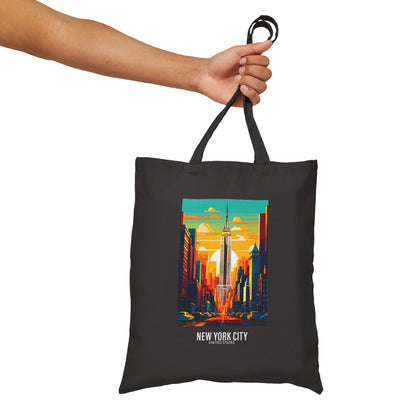 New York City - United States - Black 000000 - Cotton Canvas Tote Bag