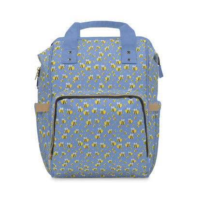 Lots of Bees - Fennel Flower 74a6ff  - small print - Multifunctional Diaper Backpack