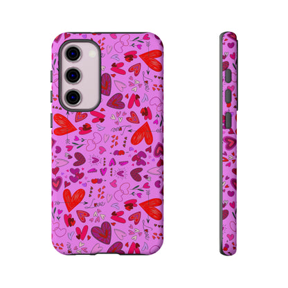 Heart Doodles - Fuschia Pink ff8eff - Tough Cases