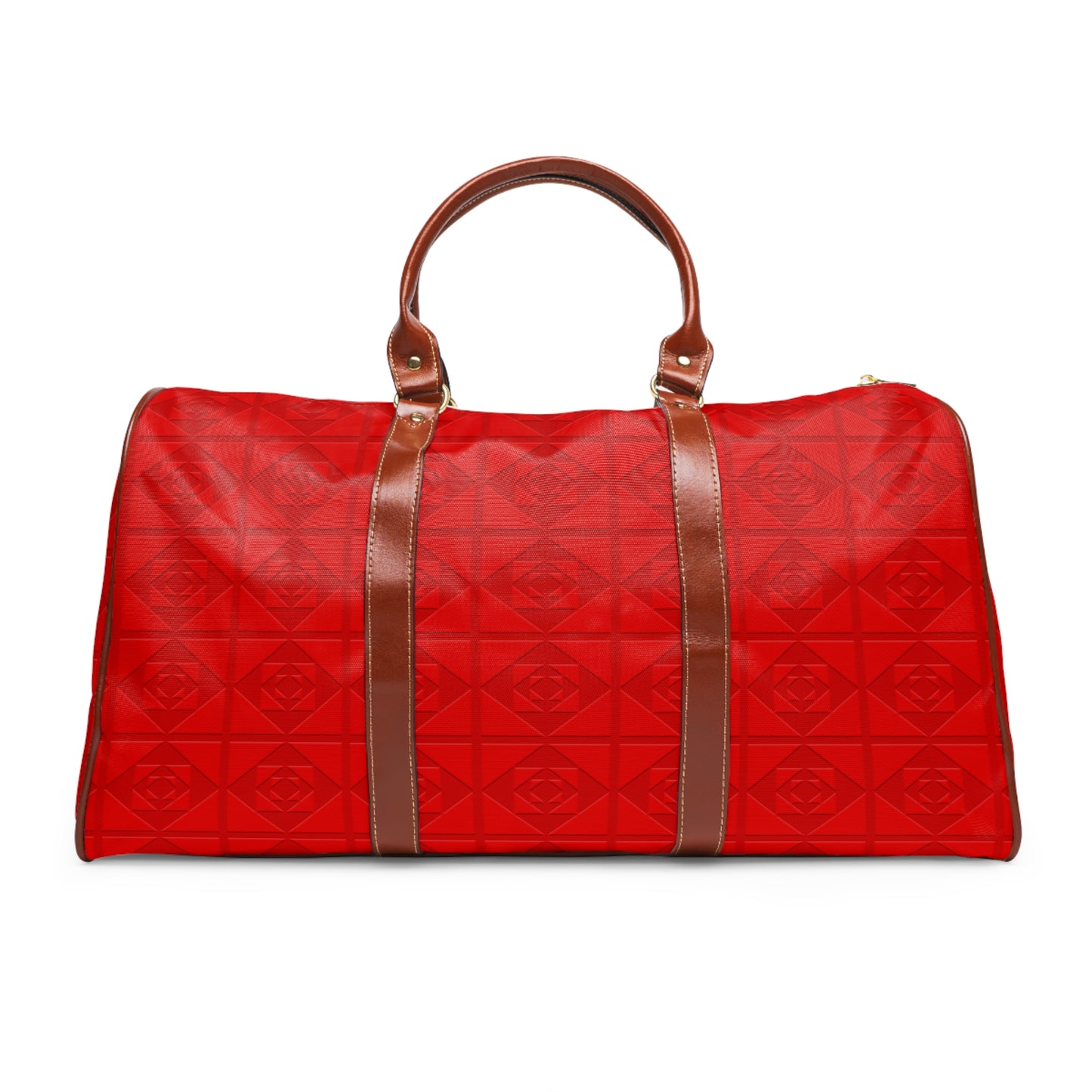 Embossed Geometric Pattern - Red - Waterproof Travel Bag