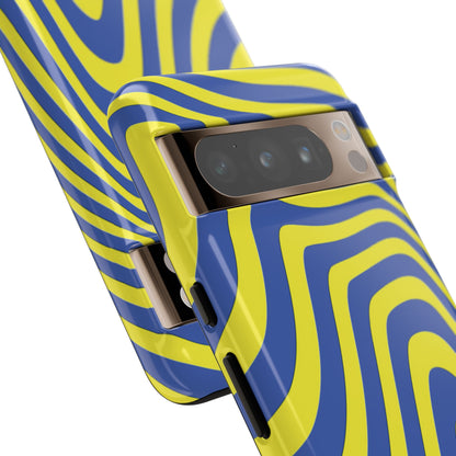 Retro wavy - yellow and blue - Tough Cases