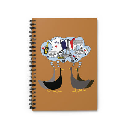 Ducks dreaming of Paris - Brandy Punch be8042 - Spiral Notebook - Ruled Line