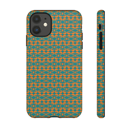 Playful dolphins - Orange - Aqua 008E97 - Tough Cases