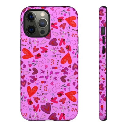 Heart Doodles - Fuschia Pink ff8eff - Tough Cases