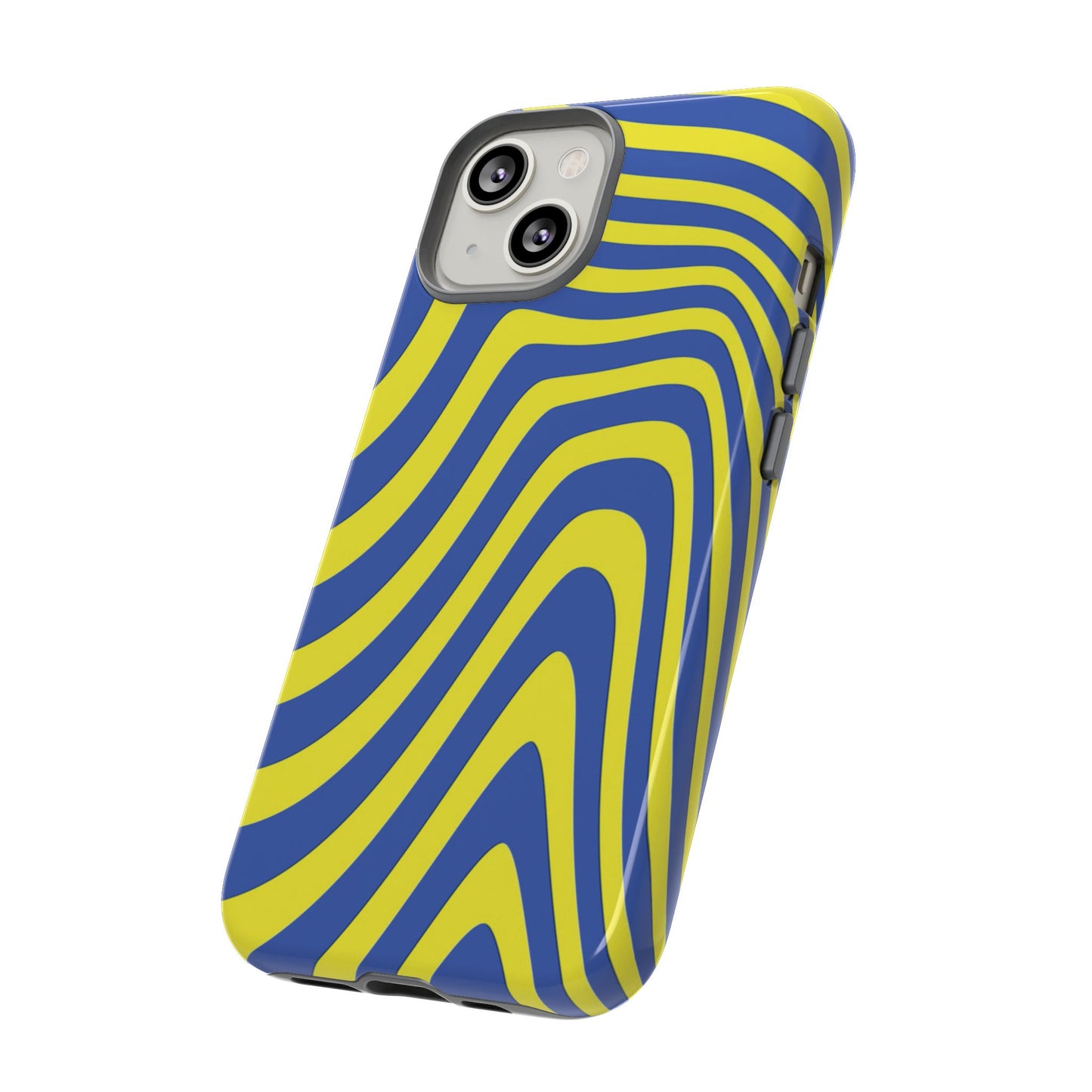 Retro wavy - yellow and blue - Tough Cases