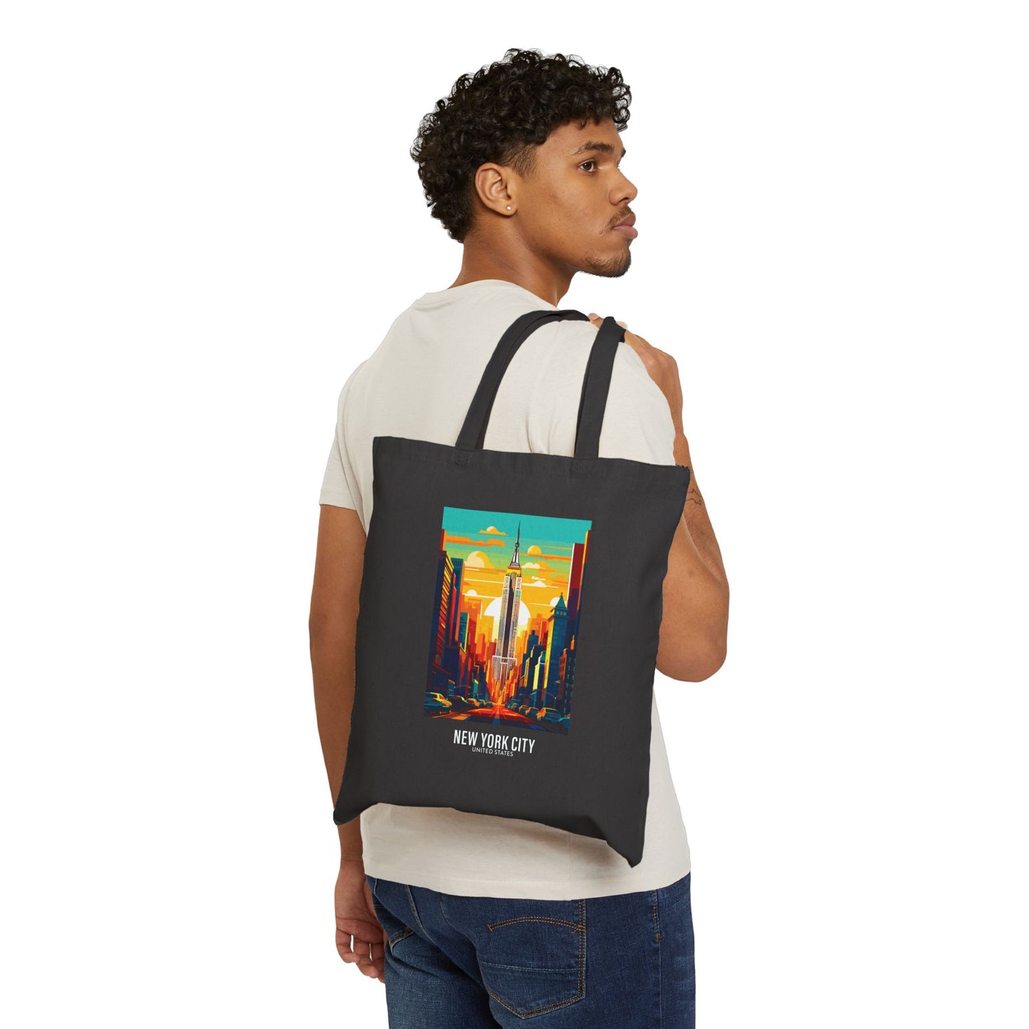 New York City - United States - Black 000000 - Cotton Canvas Tote Bag