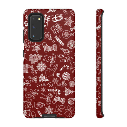 Christmas doodles on red - Tough Cases