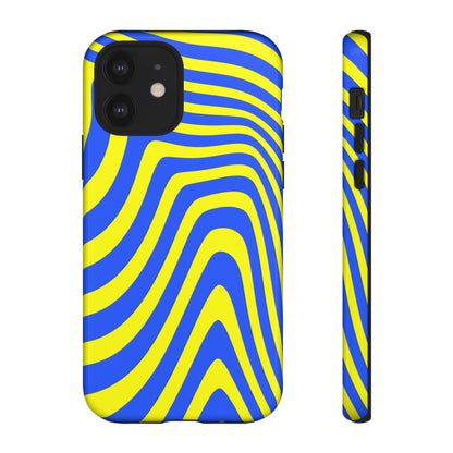 Retro wavy - yellow and blue - Tough Cases