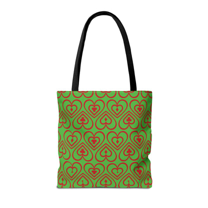 Ducks in the Deck - Red - Bright Apple Green 56BD00 - Tote Bag