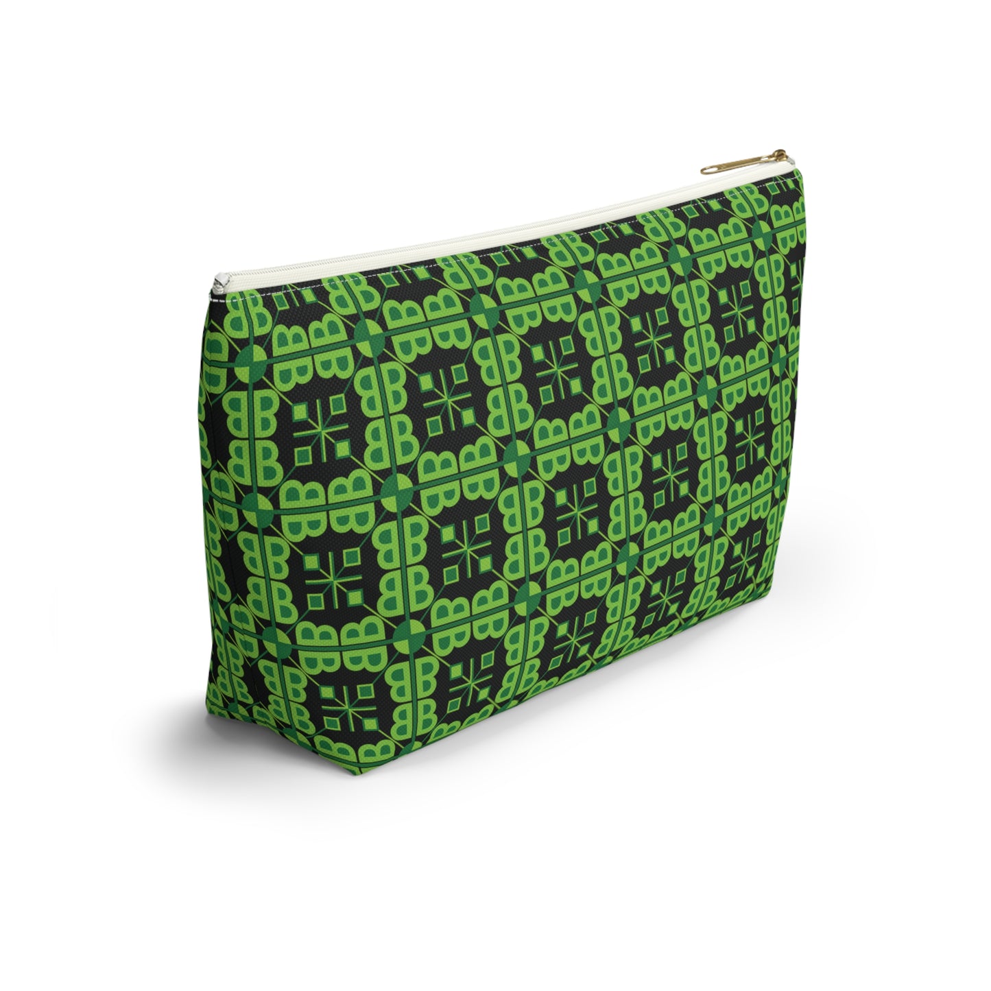 Letter Art - B - Green - Black 000000 - Accessory Pouch w T-bottom