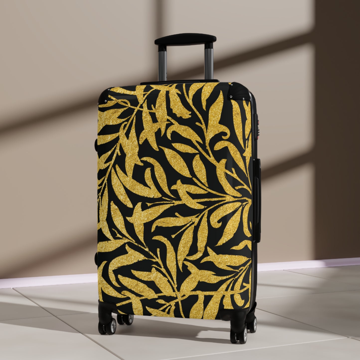 Gold Leaves - Black - Suitcases