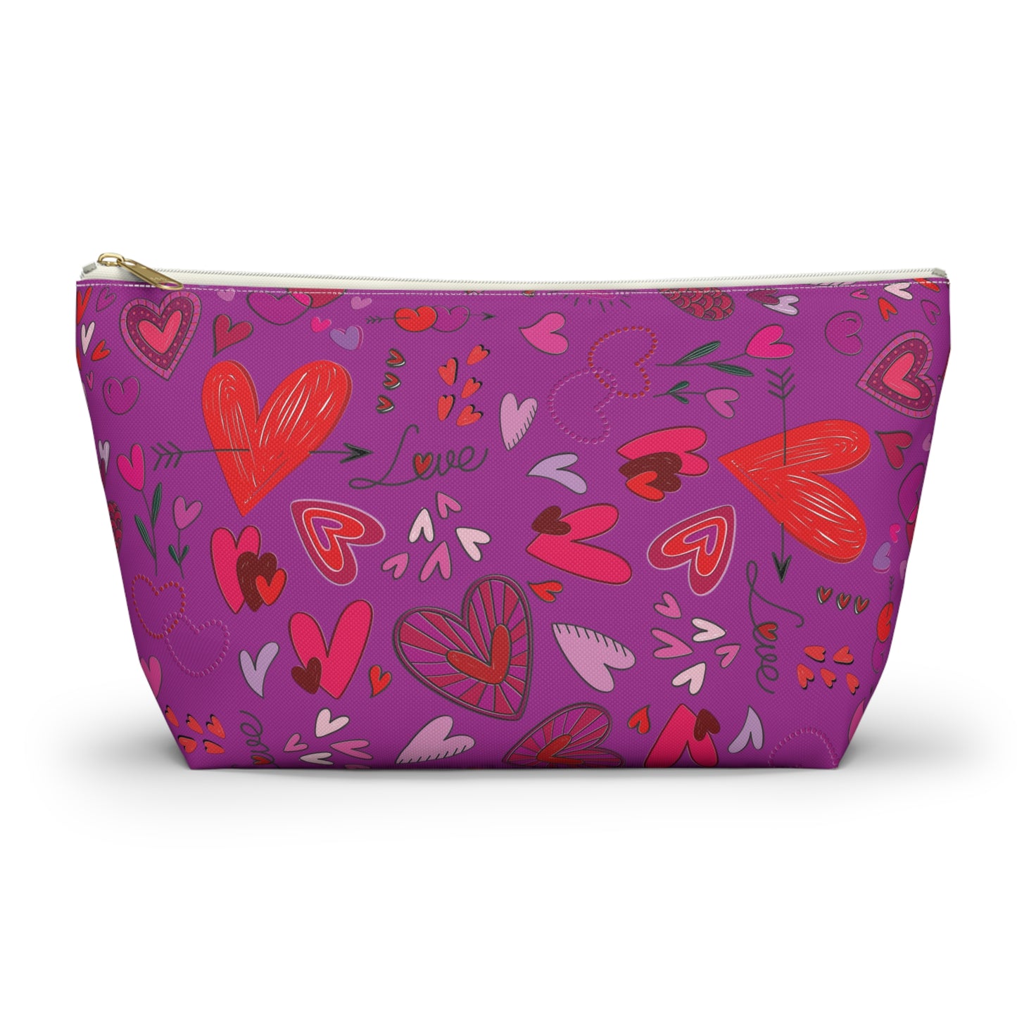 Heart doodles - Deep Magenta B805AE - Accessory Pouch w T-bottom