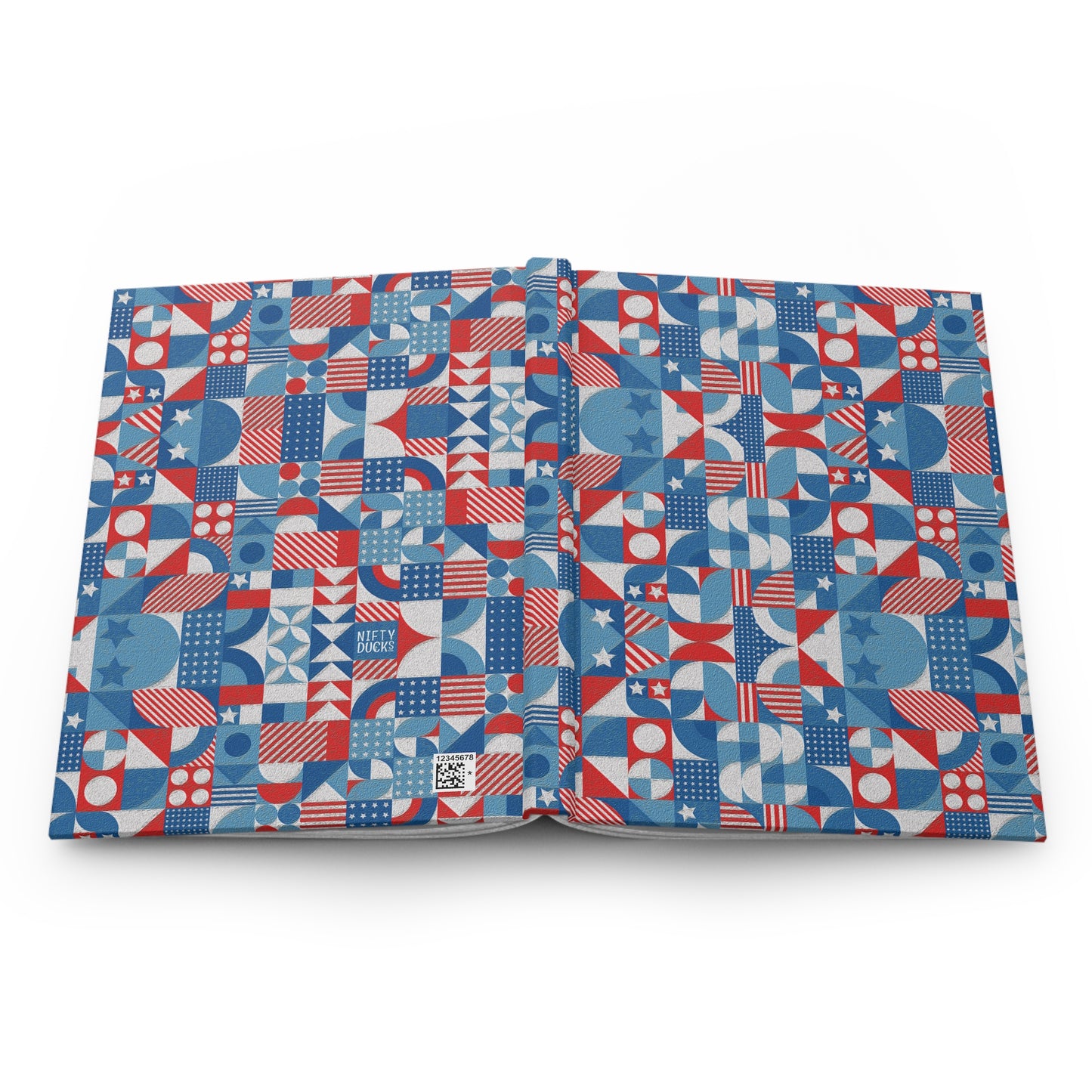 Red White and Blue Bold Pattern - Oil Paint Texture - Hardcover Journal Matte