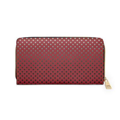 Red with Black Gray White Dots - Zipper Wallet