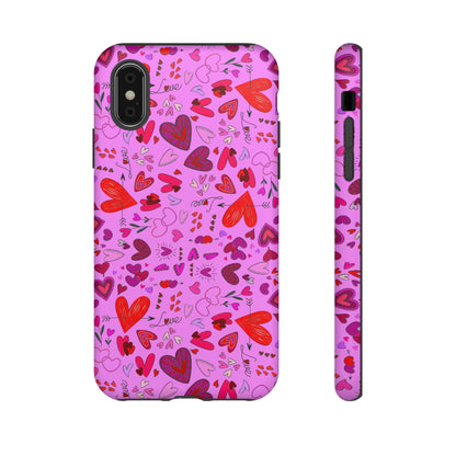 Heart Doodles - Fuschia Pink ff8eff - Tough Cases