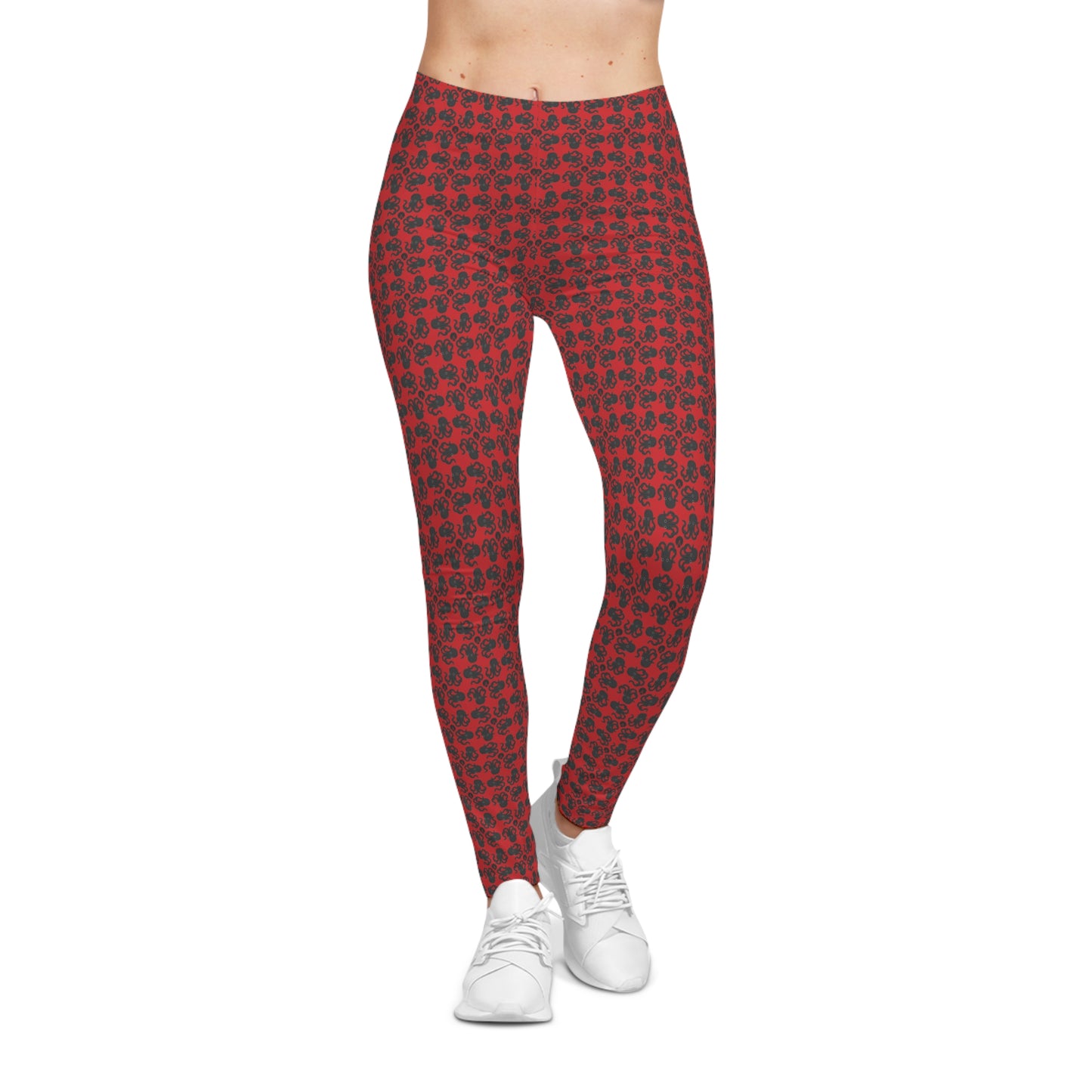 Octopie - Dark Gray - Scarlet de0000 - Women's Casual Leggings (AOP)