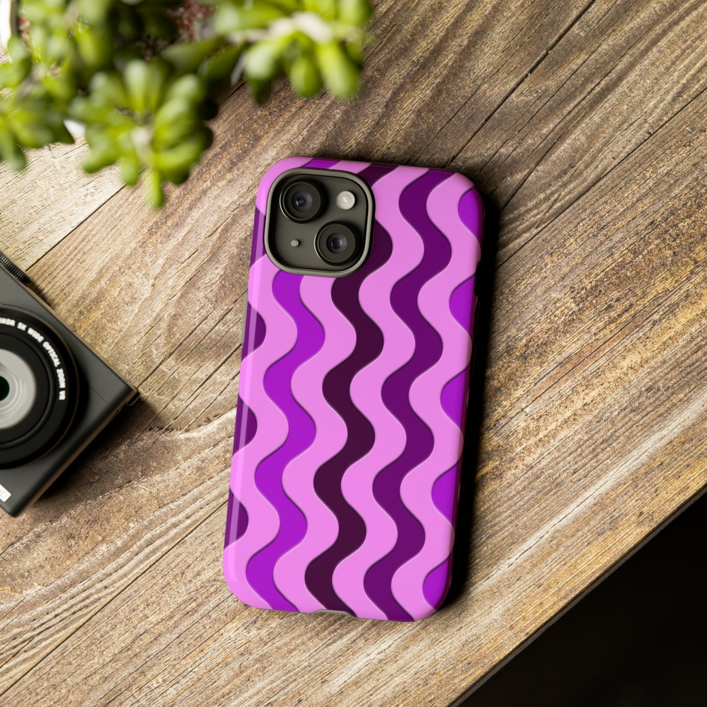 Vertical retro wavy purple and pink - Tough Cases