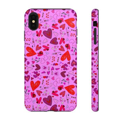 Heart Doodles - Fuschia Pink ff8eff - Tough Cases