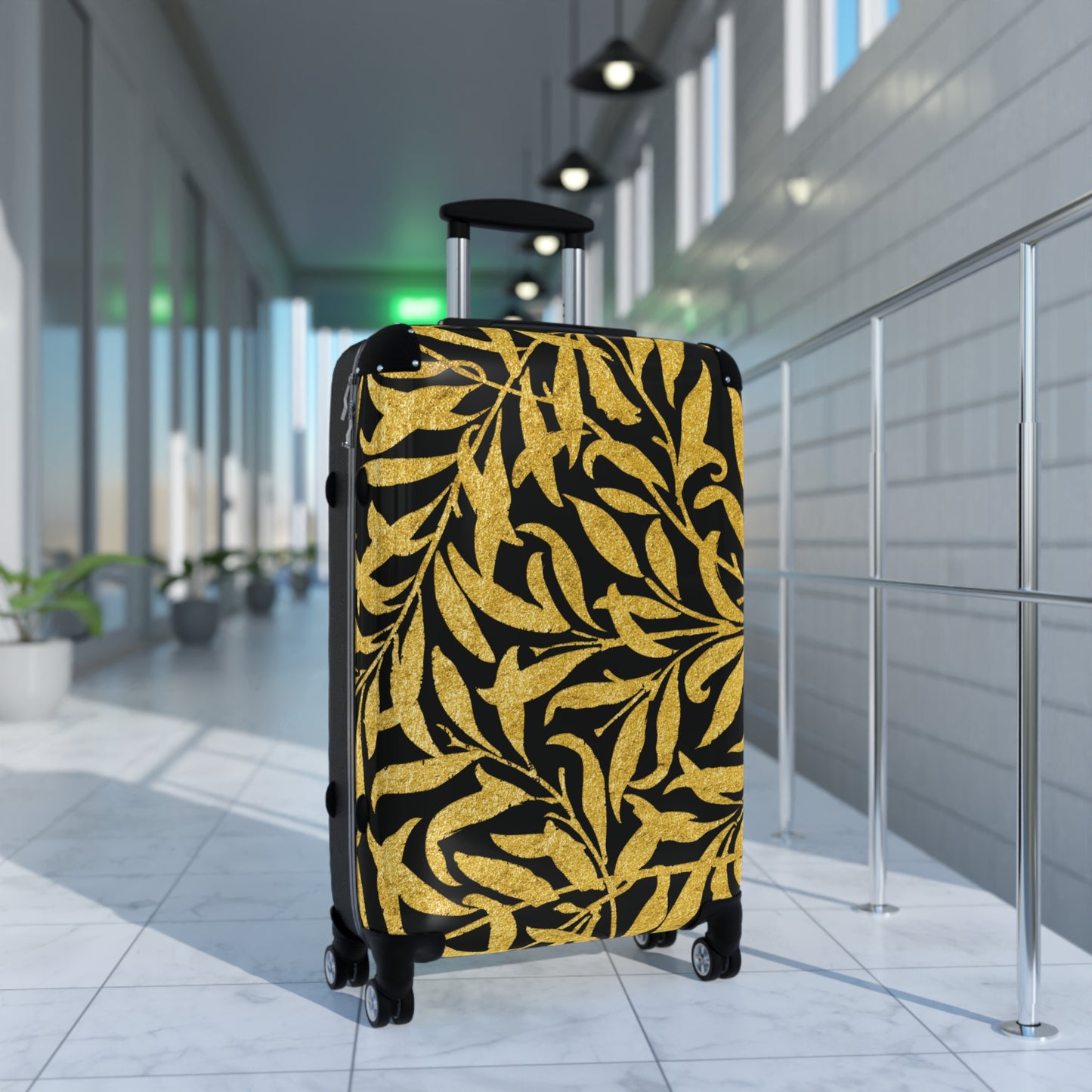 Gold Leaves - Black - Suitcases