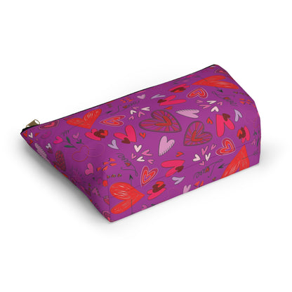 Heart doodles - Deep Magenta B805AE - Accessory Pouch w T-bottom