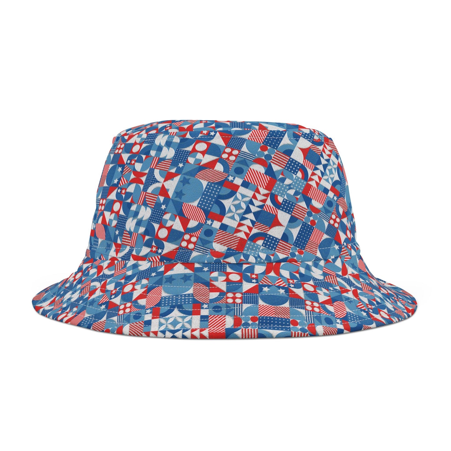 Red White and Blue Bold Pattern - Oil Paint Texture - Bucket Hat (AOP)