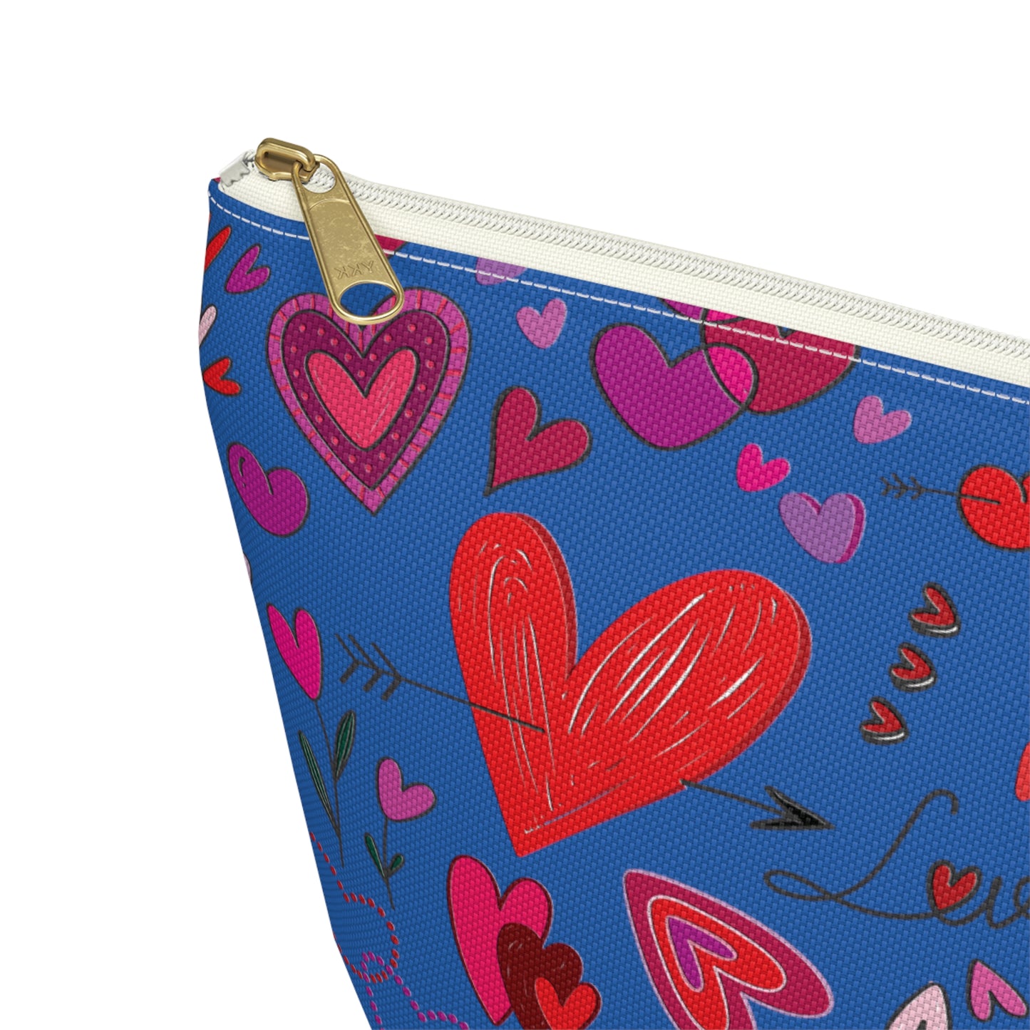 Heart doodles - Denim 0066cc - Accessory Pouch w T-bottom