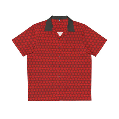 Red V Star Pattern - Black collar - Men's Hawaiian Shirt