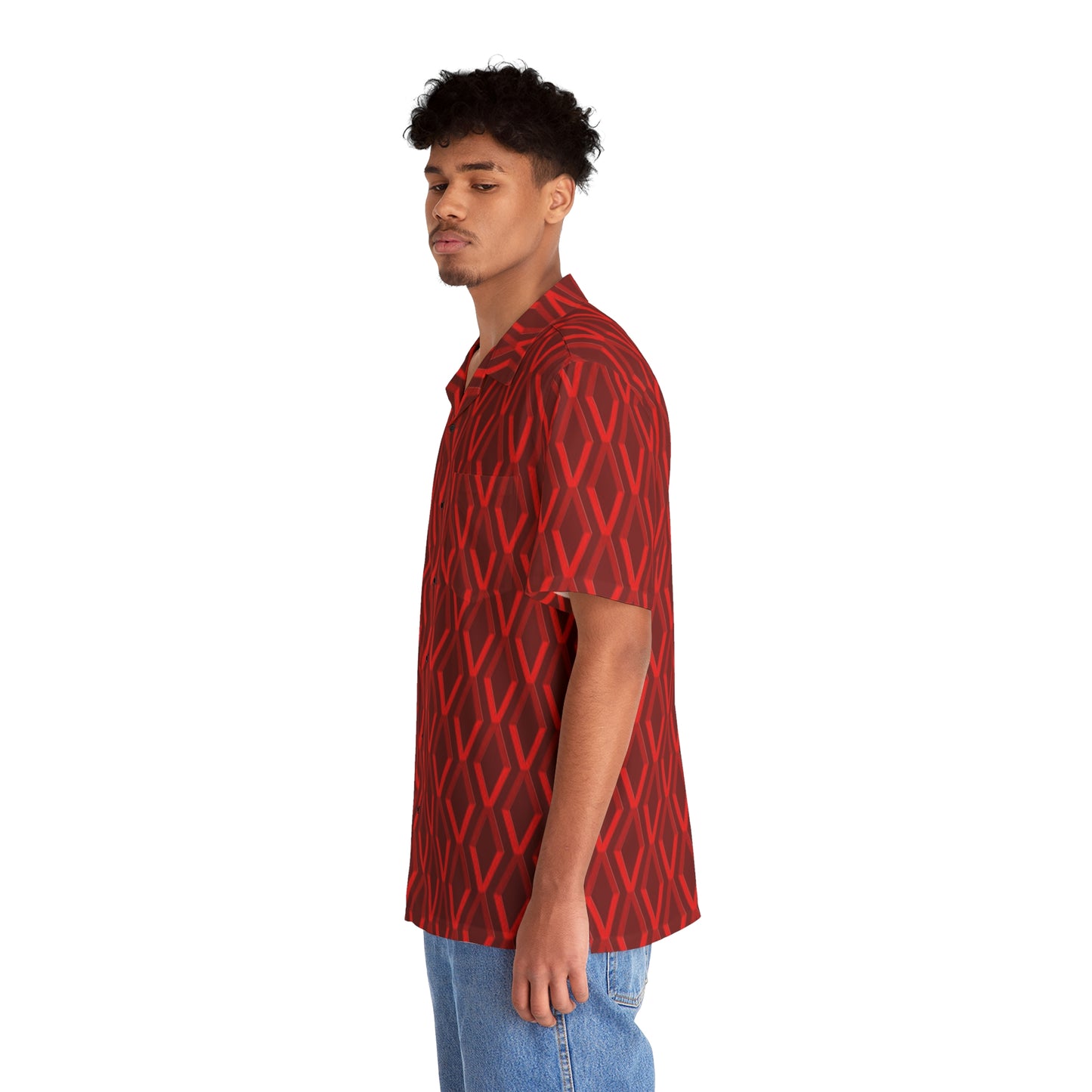 Diamond Geometric Pattern6 - Reds - Men's Hawaiian Shirt