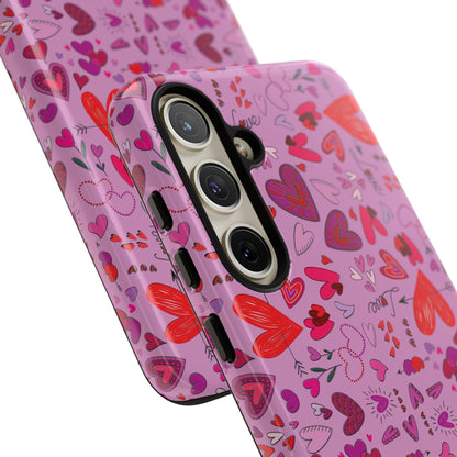 Heart Doodles - Fuschia Pink ff8eff - Tough Cases