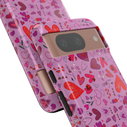 Heart Doodles - Fuschia Pink ff8eff - Tough Cases