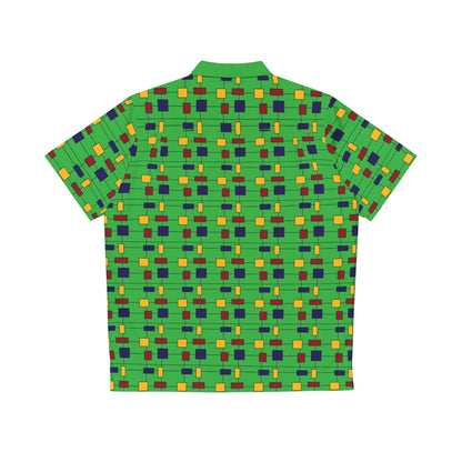 Inspired by Piet Mondrian - Lime Green 21C12E - Men's Hawaiian Shirt