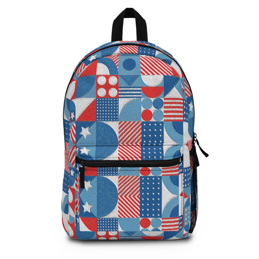 Red White and Blue Bold Pattern - Oil Paint Texture - BIG - Backpack