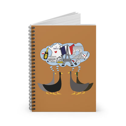Ducks dreaming of Paris - Brandy Punch be8042 - Spiral Notebook - Ruled Line