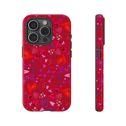 Heart Doodles - Fire Engine Red c8092e - Tough Cases