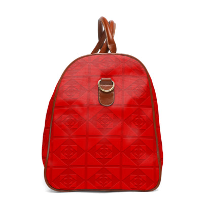 Embossed Geometric Pattern - Red - Waterproof Travel Bag