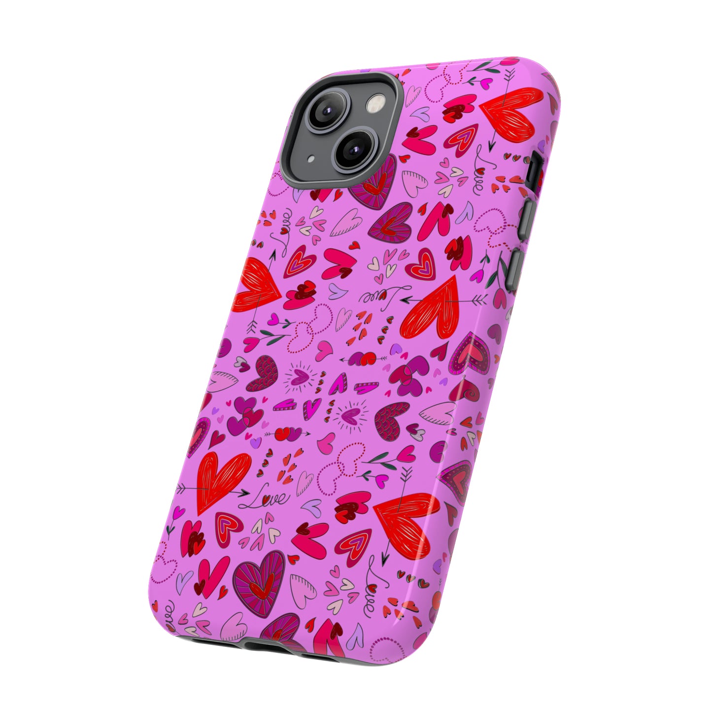 Heart Doodles - Fuschia Pink ff8eff - Tough Cases