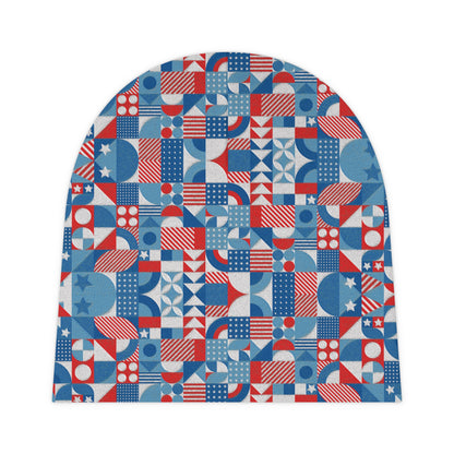 Red White and Blue Bold Pattern - Oil Paint Texture - Baby Beanie (AOP)