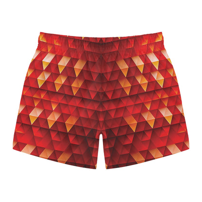 Geometric Flame - Red Triangles - Dark Candy Apple Red a00000 - Swim Trunks