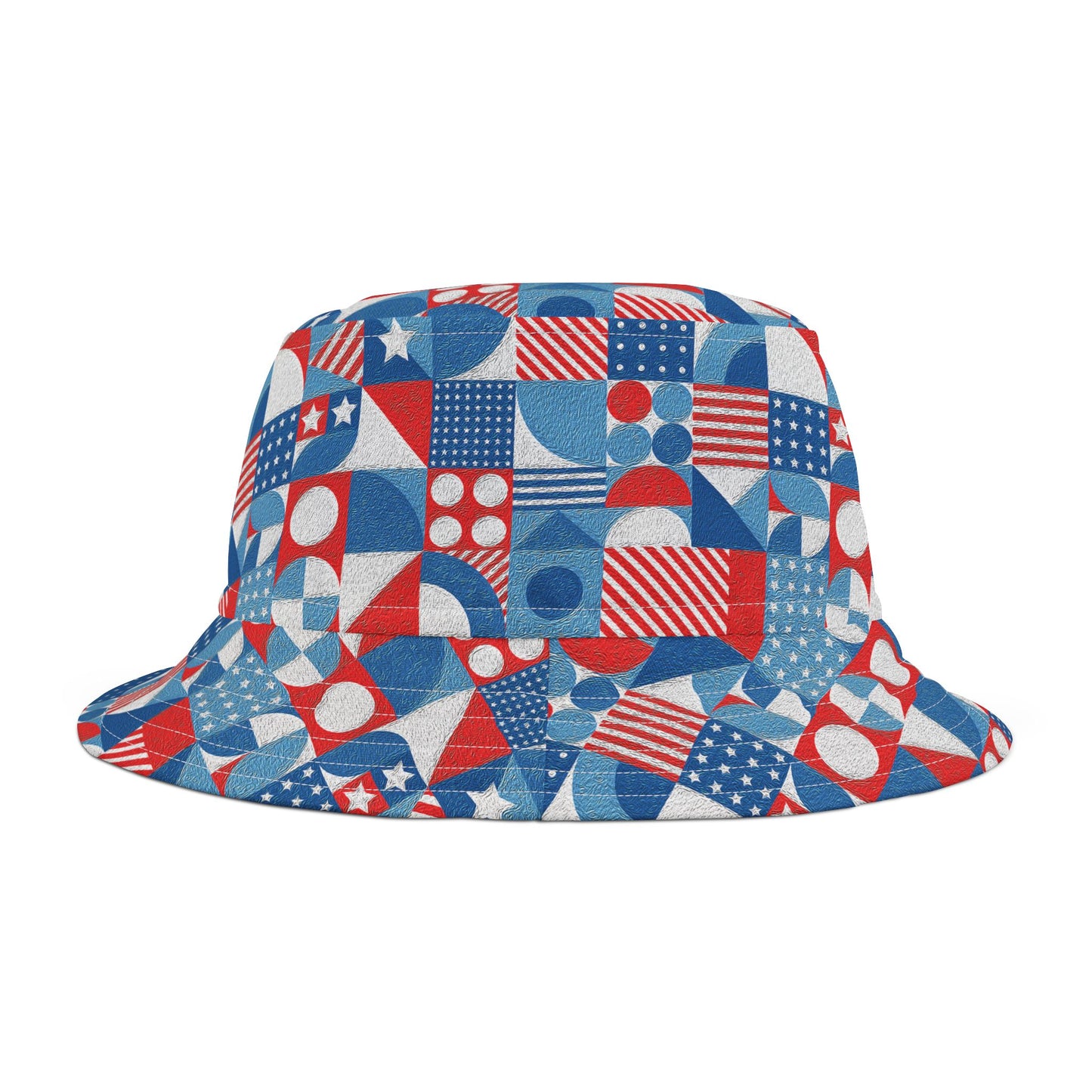 Red White and Blue Bold Pattern - Oil Paint Texture - BIG - Bucket Hat (AOP)