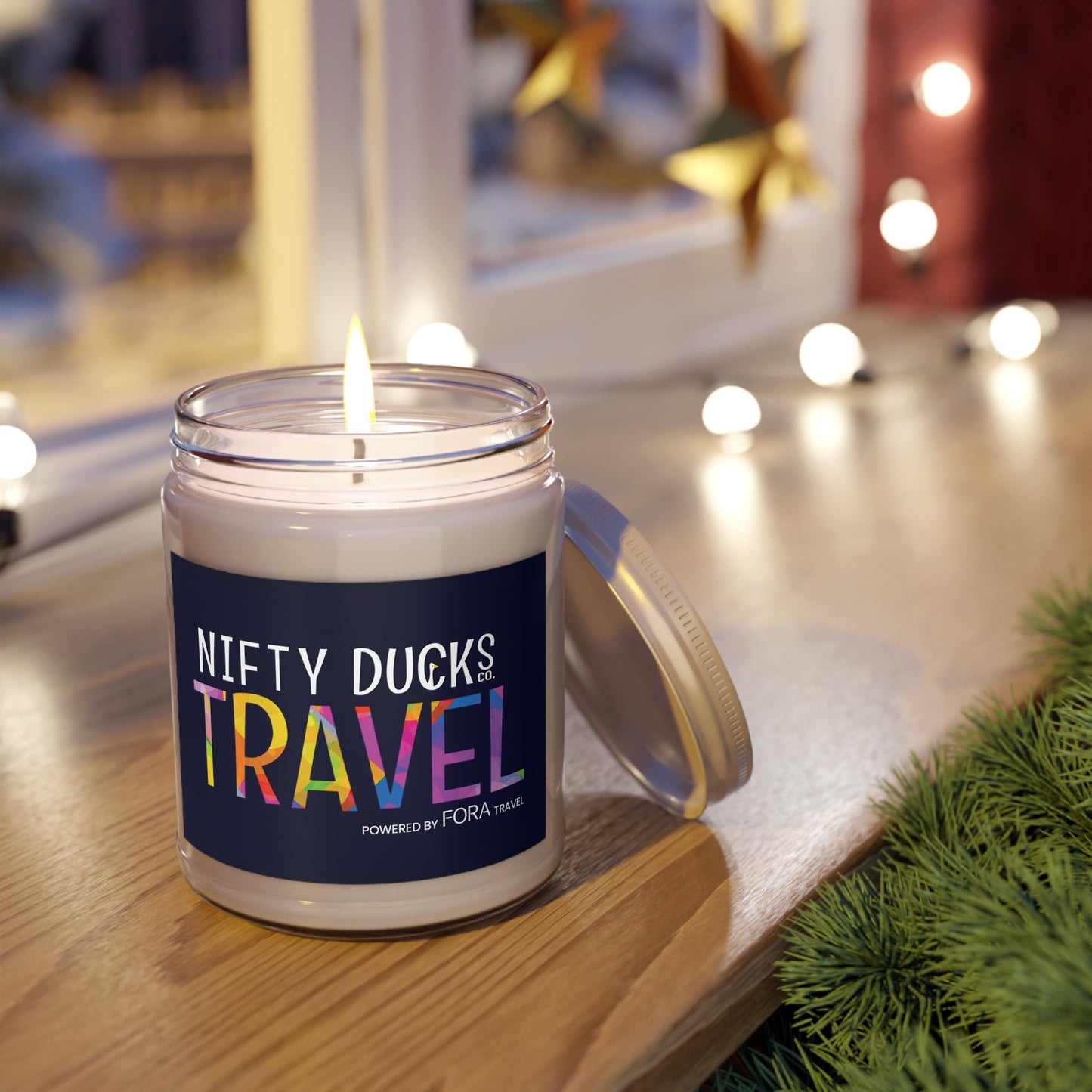 Nifty Ducks Co Travel Logo - Blue 000033 - Scented Candles, 9oz